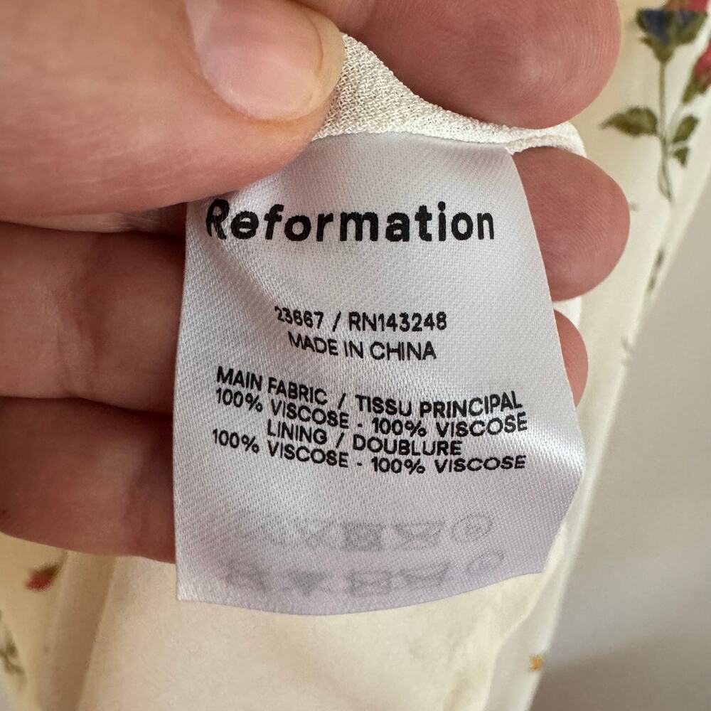 Reformation Nikita Rose Floral Georgette Midi Dress White Sz 10 - Picture 5 of 7